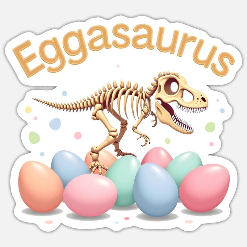 Eggasaurus Ostern Stegosaurus Dinosaurier - Sticker Größe S (10 x 10 cm) - Mattweiß
