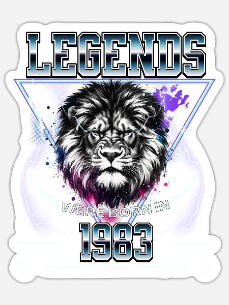 1983 Geburtstag Legende Löwe - Sticker Größe S (10 x 10 cm) - Mattweiß