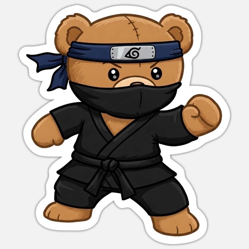 Teddy Bear Ninja - Sticker size S (10 x 10 cm) - white matte