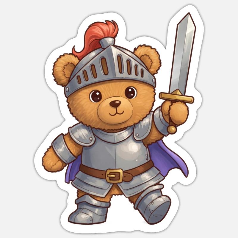 Teddy Bear Knight Sticker size S (10 x 10 cm)