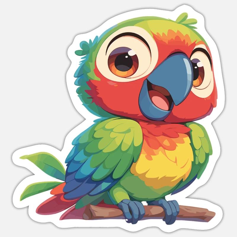 Perroquet Perroquet Perroquet - Sticker taille S (10 x 10 cm) - blanc mat