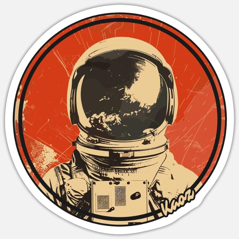 Conception spatiale rétro astronaute Sticker taille S (10 x 10 cm)