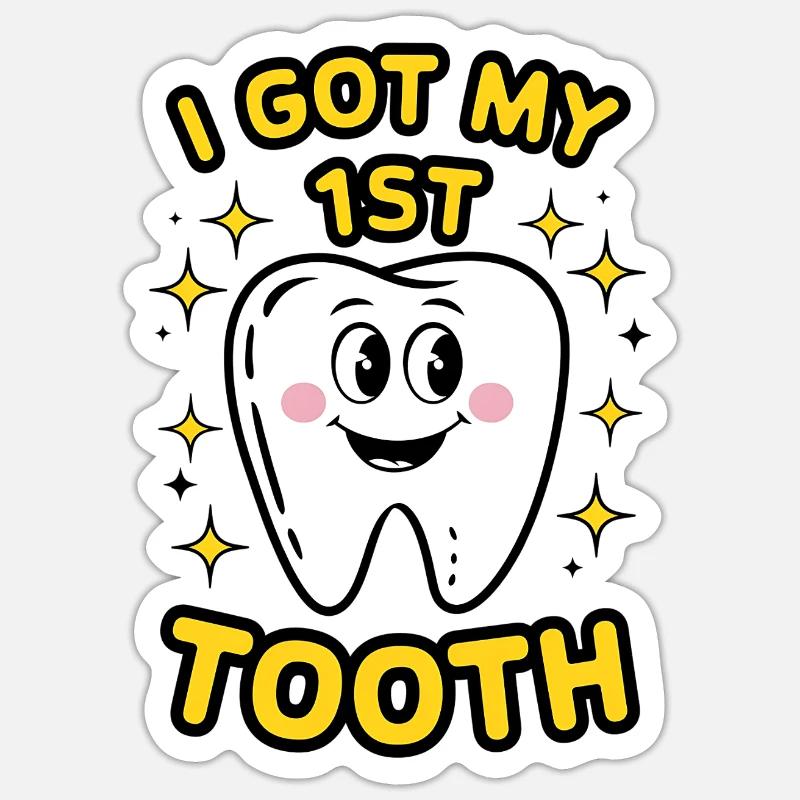 Conception de My First Tooth Baby - Sticker taille S (10 x 10 cm) - blanc mat