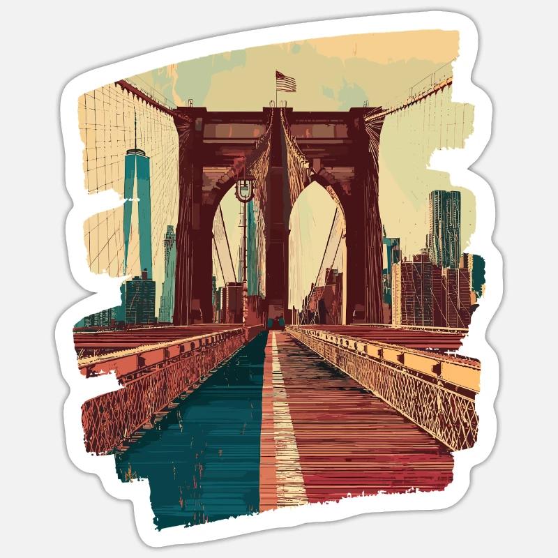 Brooklyn Bridge - Sticker Größe S (10 x 10 cm) - Mattweiß