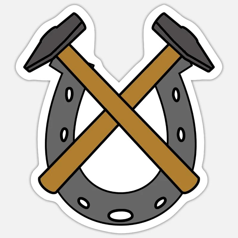 Horseshoe Hammer Blacksmith Professions Sticker size S (10 x 10 cm)