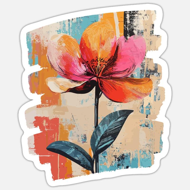 Printemps Printemps Début Fleur Fleurs - Sticker taille S (10 x 10 cm) - blanc mat