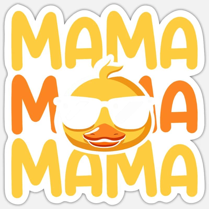 Canards Maman Mère Canard - Sticker taille S (10 x 10 cm) - blanc mat