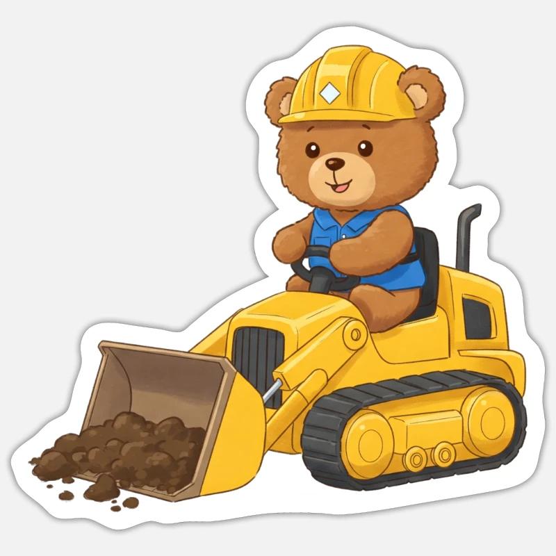 Teddy Bear Construction Worker - Sticker size S (10 x 10 cm) - white matte