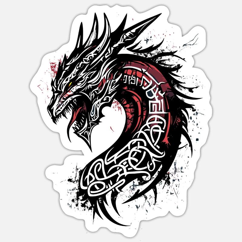 Viking Vikings Wikinger Drache Drachen Drachenkopf - Sticker Größe S (10 x 10 cm) - Mattweiß