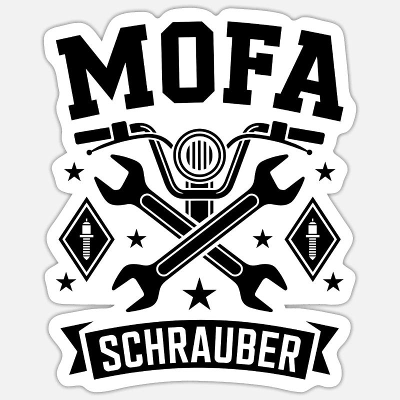 Mofa Schrauber Mofafahrer Mofa Geschenk - Sticker Größe S (10 x 10 cm) - Mattweiß