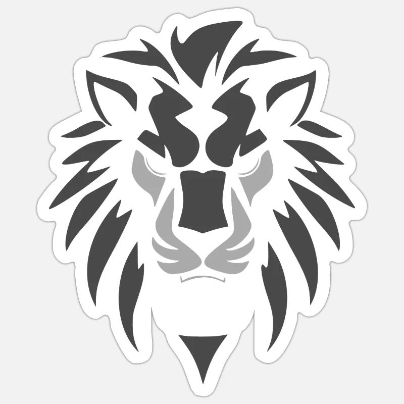 Wütender Löwe - Sticker Größe S (10 x 10 cm) - Mattweiß