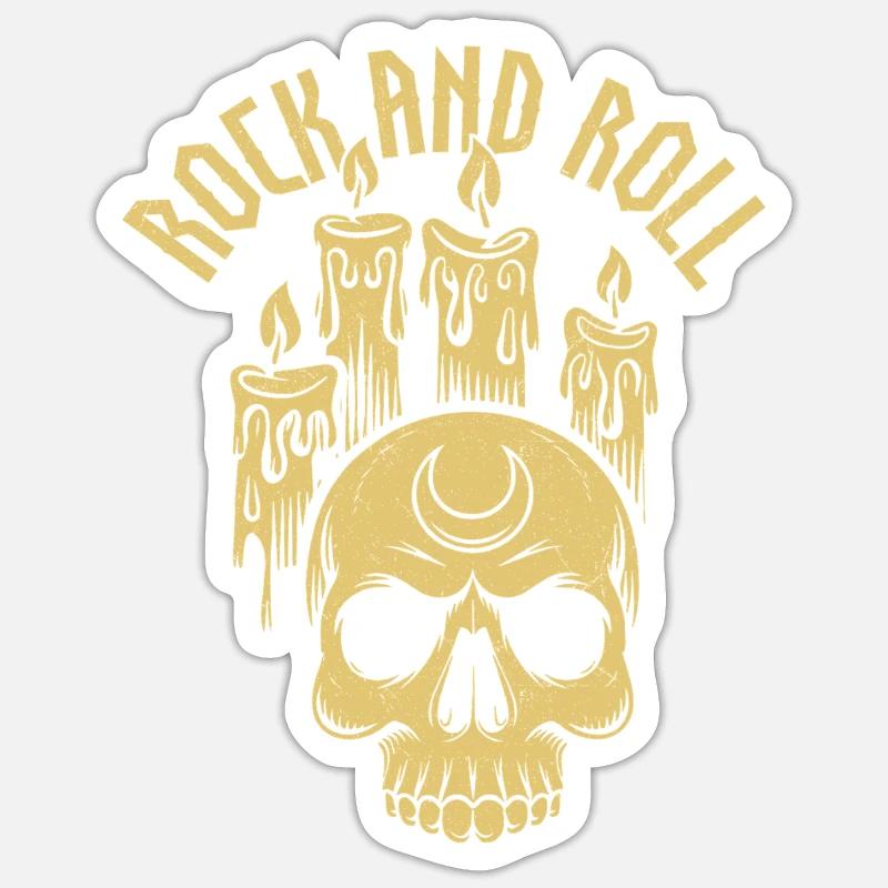 Rock and roll - Sticker taille S (10 x 10 cm) - blanc mat