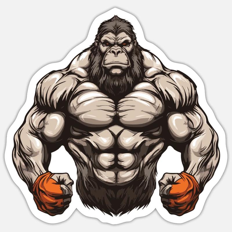 Musculation Gorilla - Sticker taille S (10 x 10 cm) - blanc mat