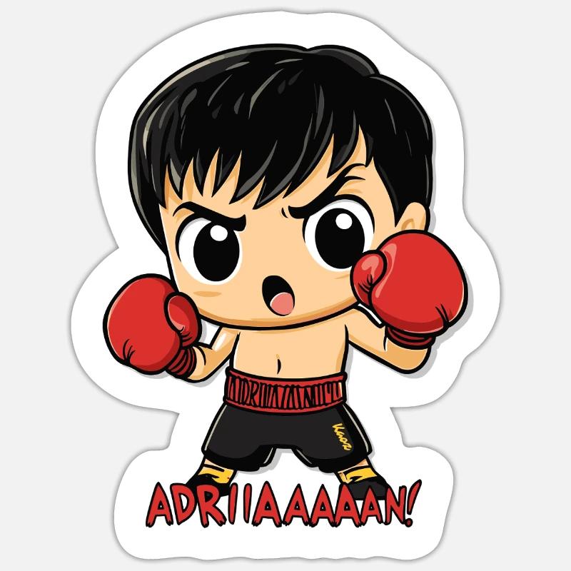 Chibi Boxer – Kampfgeist mit Kultzitat Sticker Größe S (10 x 10 cm)