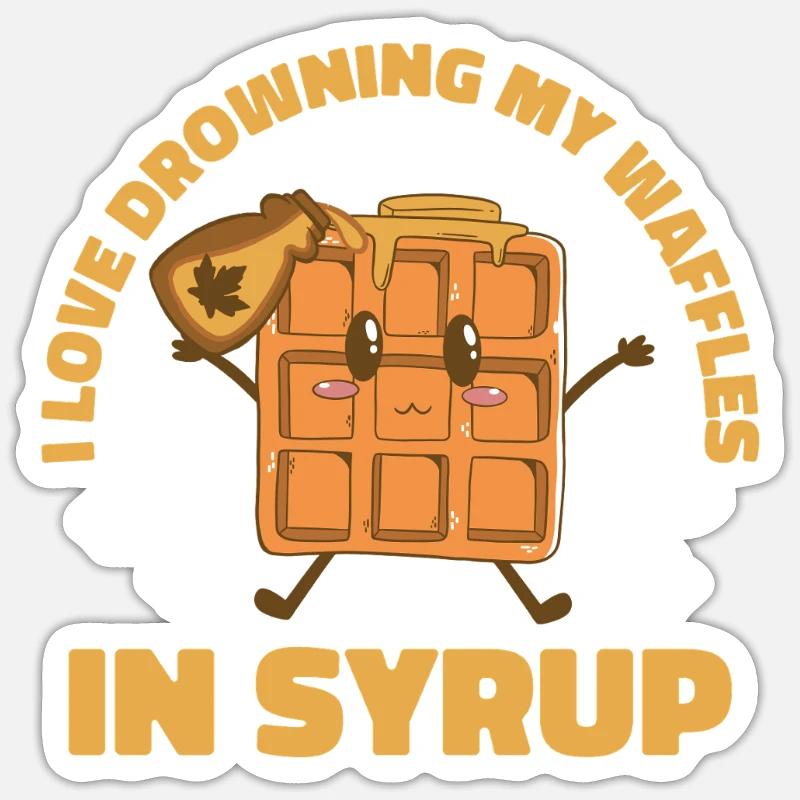 Waffle & Waffle Chef Design Drowning Waffles Sticker size S (10 x 10 cm)