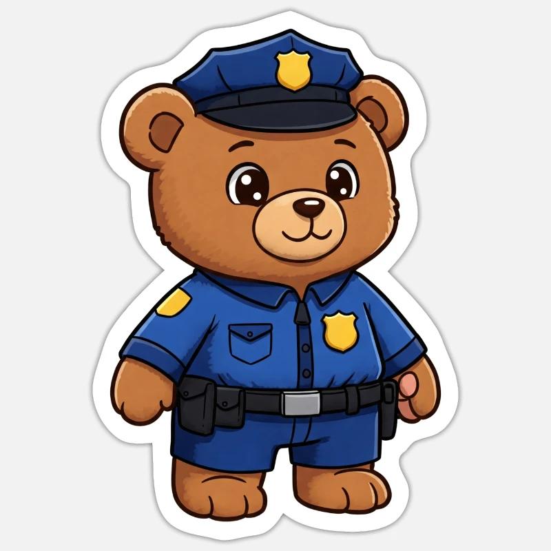 Teddy Bear Policeman Sticker size S (10 x 10 cm)