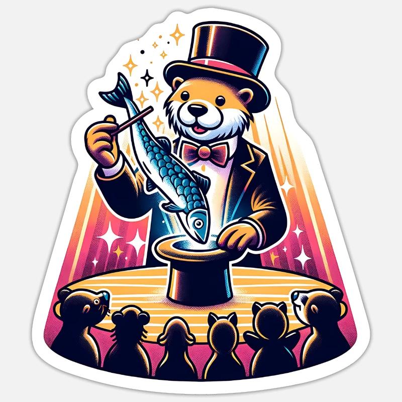 Magic Otter Wizard Show - Sticker size S (10 x 10 cm) - white matte
