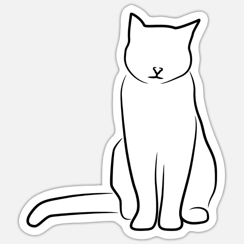 Cat Drawing - Sticker size S (10 x 10 cm) - white matte