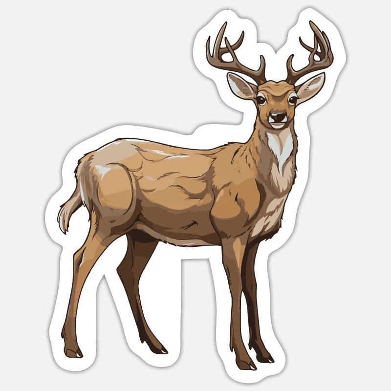 Cerf - Sticker taille S (10 x 10 cm) - blanc mat