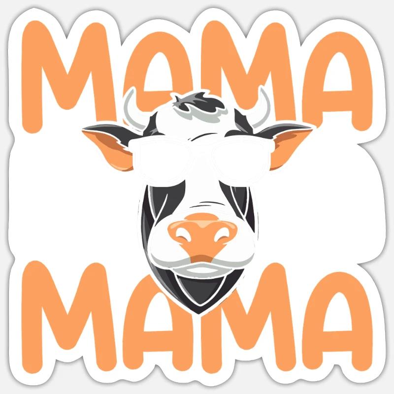 vache maman vaches vaches - Sticker taille S (10 x 10 cm) - blanc mat