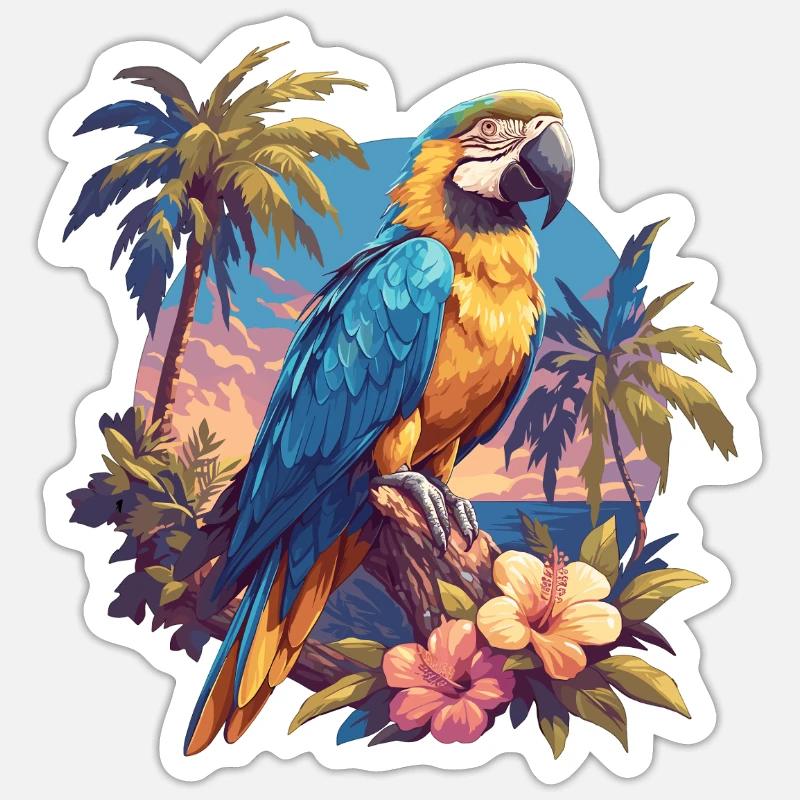 Perroquet Perroquet Perroquet - Sticker taille S (10 x 10 cm) - blanc mat