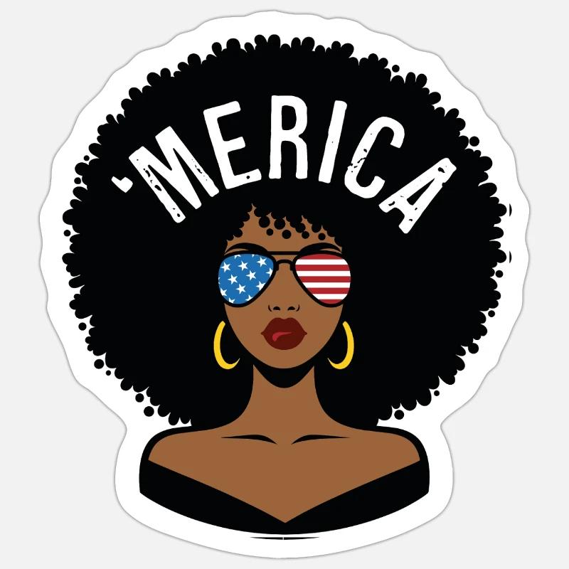'merica Afro - Sticker size S (10 x 10 cm) - white matte