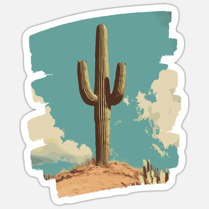 Cactus - Sticker taille S (10 x 10 cm) - blanc mat