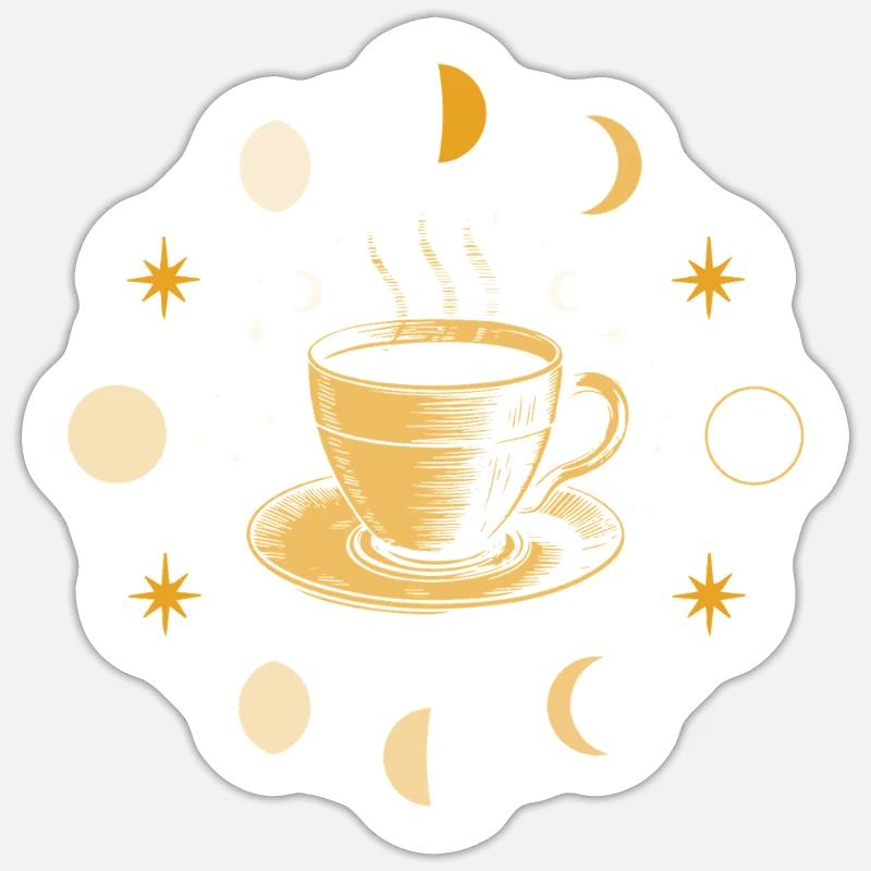 Moon Phase Coffee Lover Celestial Caffeine Wicca Sticker Größe S (10 x 10 cm)