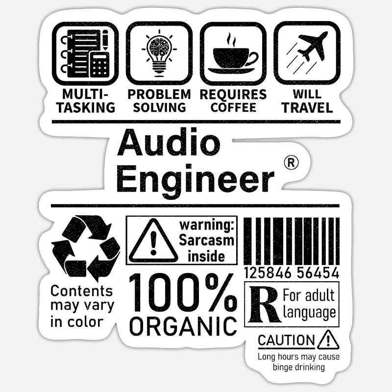 Ingénieur du son multitâche résolution de problèmes Sticker taille S (10 x 10 cm)