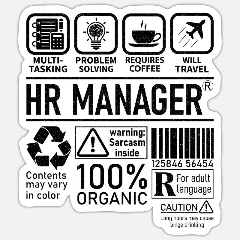 Responsable RH résolution de problèmes multitâches - Sticker taille S (10 x 10 cm) - blanc mat