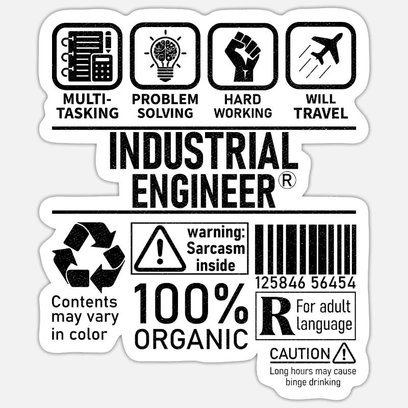Industrial Engineer multi tasking problem solving Sticker size S (10 x 10 cm)