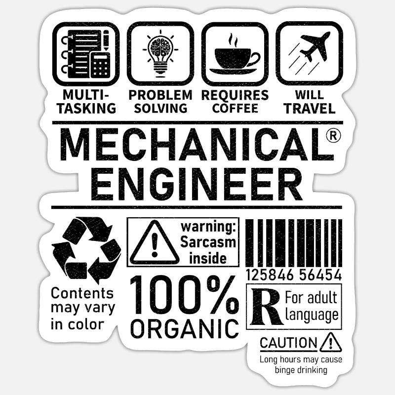 Ingénieur mécanique multitâche résolution de problèmes Sticker taille S (10 x 10 cm)