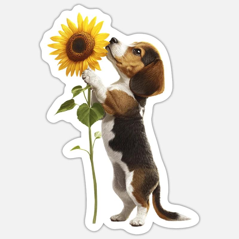 Beagle - Sticker Größe S (10 x 10 cm) - Mattweiß