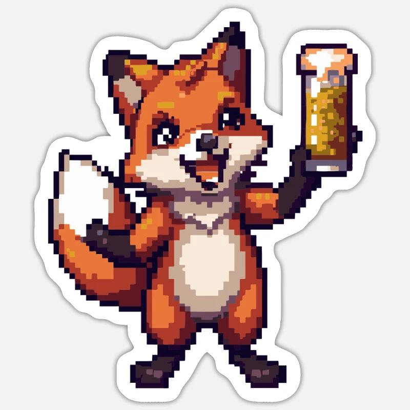 Fuchs Pixel Bier Sticker Größe S (10 x 10 cm)