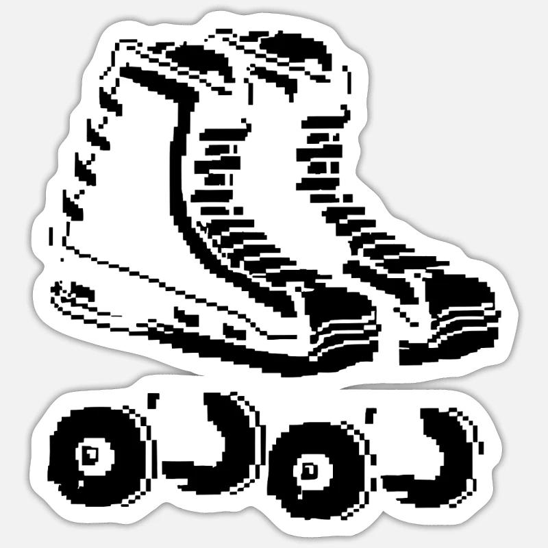 Roller Skates Pixel Kunst - Sticker Größe S (10 x 10 cm) - Mattweiß