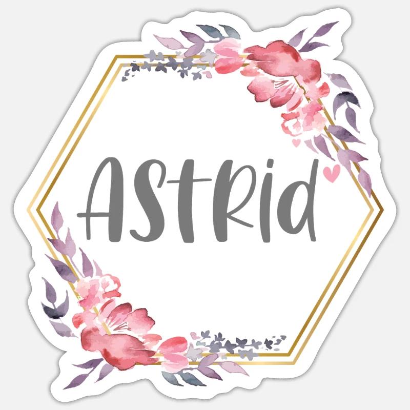 Astrid Mädchen Name personalisiertes Geschenk - Sticker størrelse S (10 x 10 cm) - mat hvid