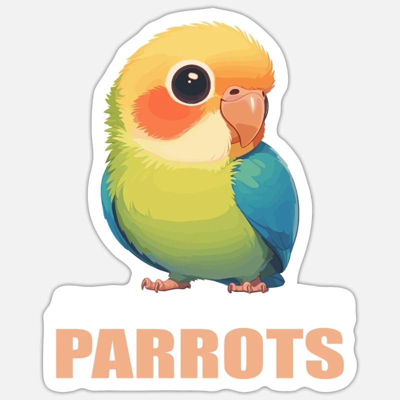 Perroquet Perroquet Perroquet - Sticker taille S (10 x 10 cm) - blanc mat
