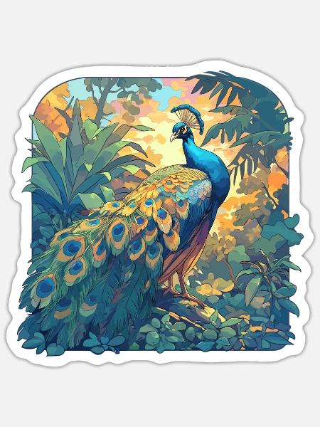Pfaue Pfau - Sticker Größe S (10 x 10 cm) - Mattweiß