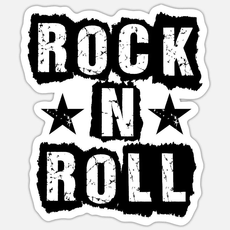 Rock'n'Roll-Logo - Sticker Größe S (10 x 10 cm) - Mattweiß