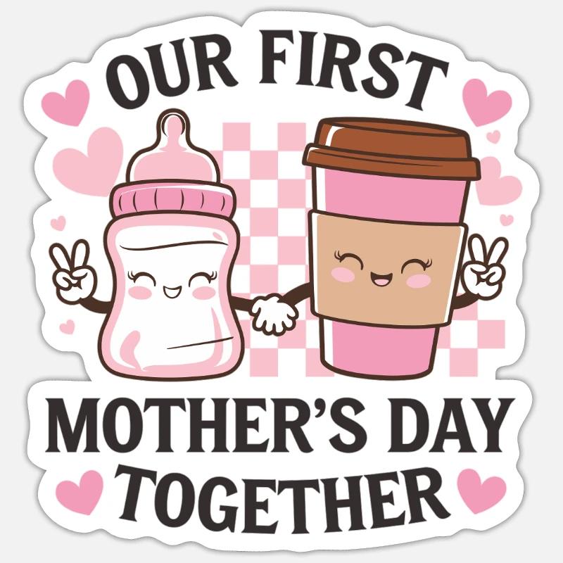 Unser erster Muttertag - Sticker Größe S (10 x 10 cm) - Mattweiß