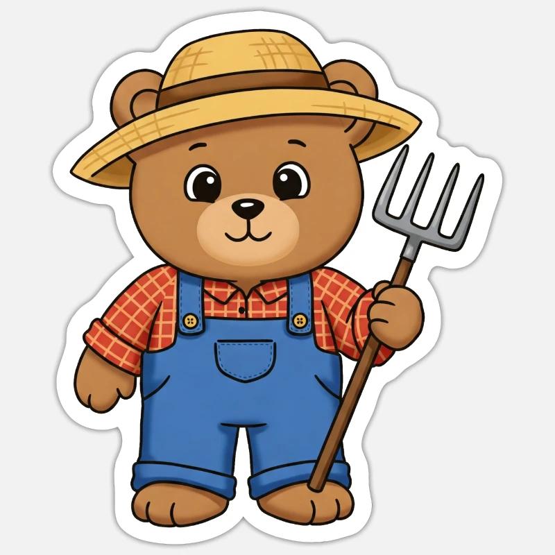 Teddy Bear Farmer - Sticker size S (10 x 10 cm) - white matte