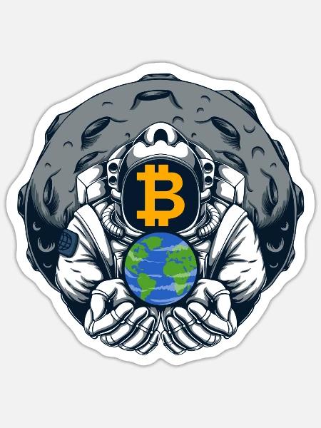 Bitcoin zum Mond - Sticker Größe S (10 x 10 cm) - Mattweiß