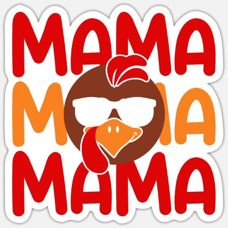 dinde maman maman dinde - Sticker taille S (10 x 10 cm) - blanc mat