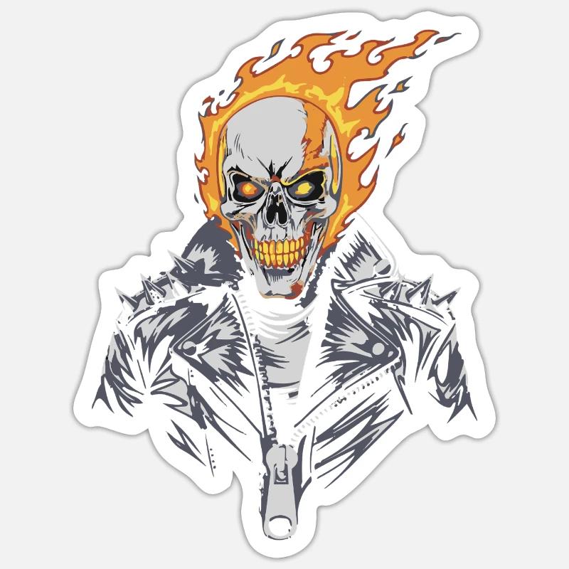 FIRE SKULL - Sticker size S (10 x 10 cm) - white matte