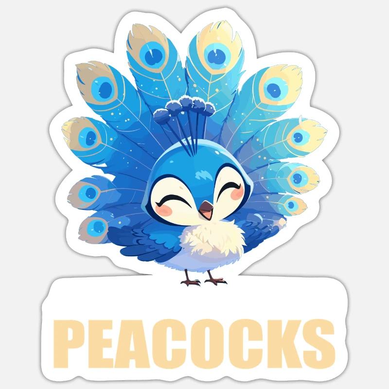 Pfaue Pfau - Sticker Größe S (10 x 10 cm) - Mattweiß