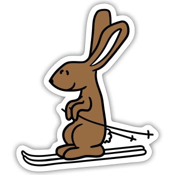 Hase Skihase Skifahren Winter Ski fahren Schnee - Sticker Größe S (10 x 10 cm) - Mattweiß - Vorne