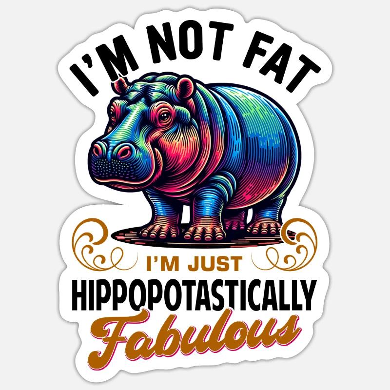 Hippopotame - Sticker taille S (10 x 10 cm) - blanc mat