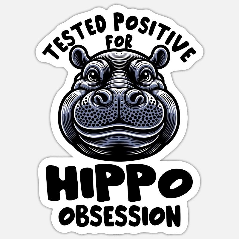 Hippopotame - Sticker taille S (10 x 10 cm) - blanc mat