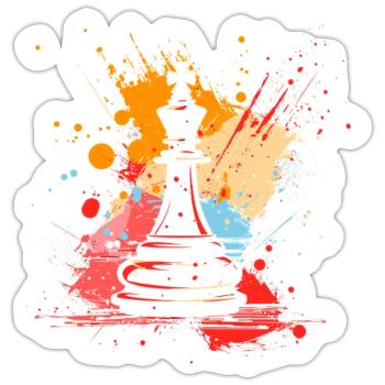 Schachfiguren Graffiti - Sticker Größe S (10 x 10 cm) - Mattweiß - Vorne