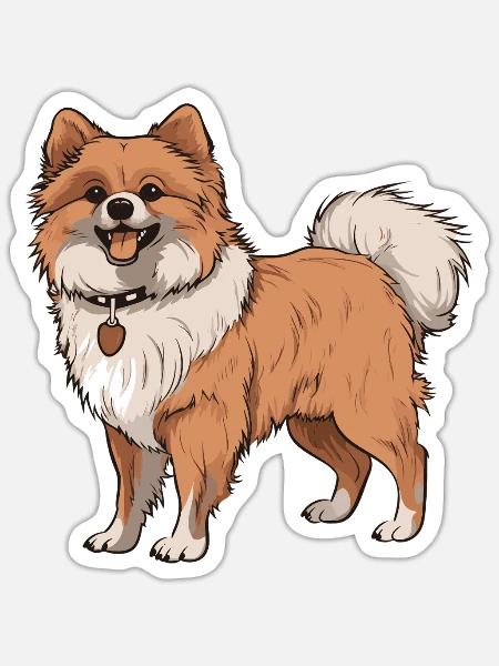 Pomeranian Hund - Sticker Größe S (10 x 10 cm) - Mattweiß